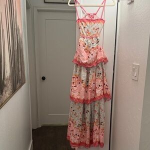 Floral Pink and White Maxi Dress